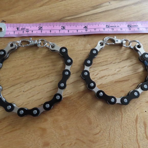 Black Bike Chain Bracelet Handmade Stainless Steel - Picture 5 of 7